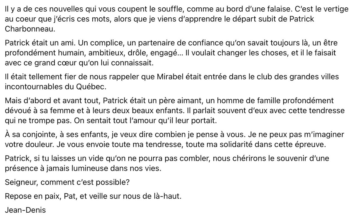JeanDenisGaron1's tweet image. Repose en paix, Pat, et veille sur nous de là-haut.
🕊️💔