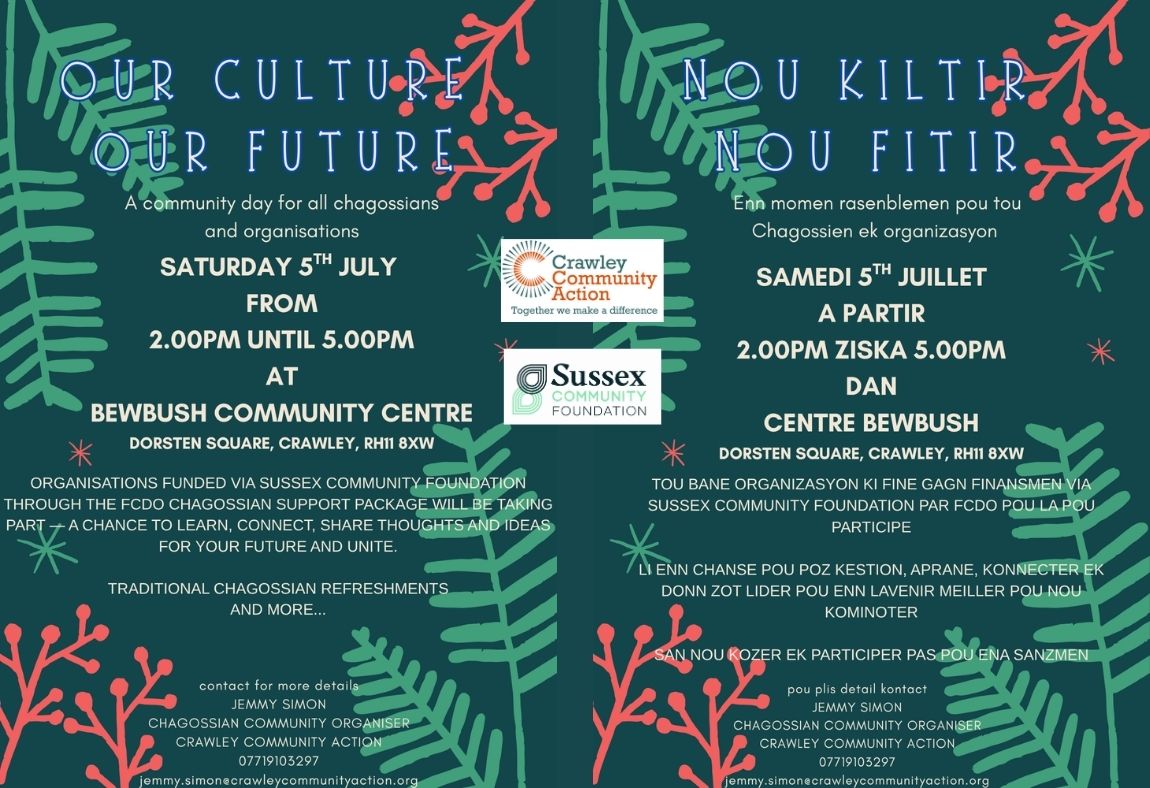 Chagossian Community Day 2.00-5.00pm this Saturday, Crawley.