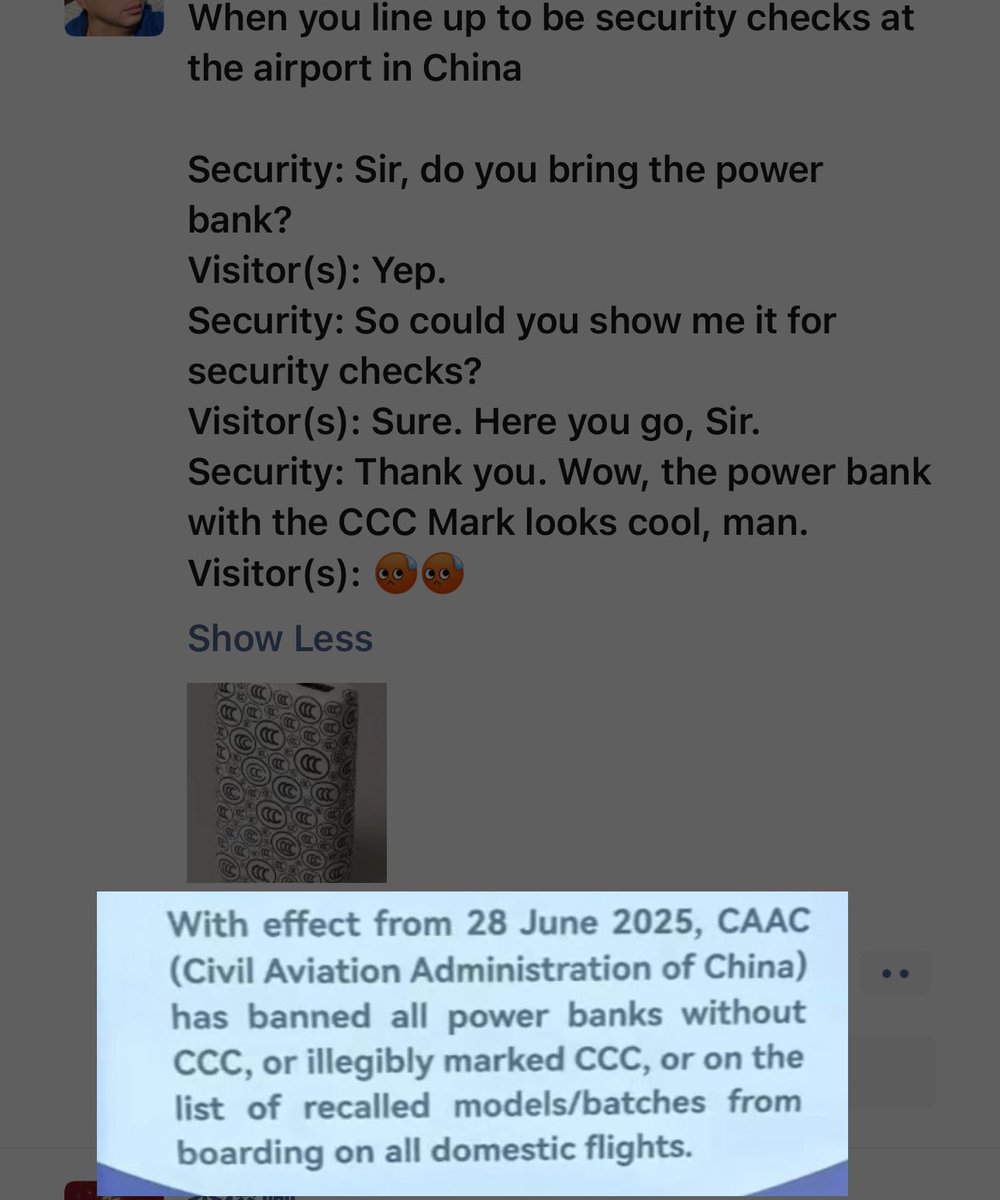 VincentTsui85's tweet photo. @mgogel BTW, I wanna tell you a joke. See it about a new policy for flight security in China👇🏻😂😂 https://t.co/w1eEnqqjbn