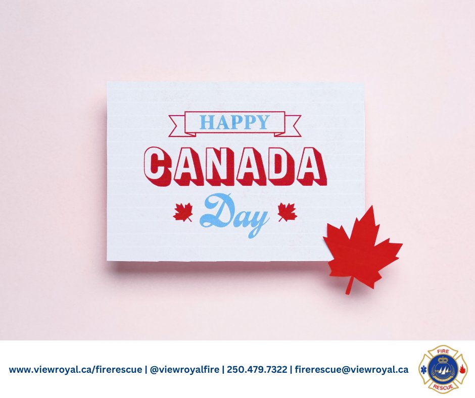 Happy Canada Day! 

Join us today at the Craigflower Manor site from 10am - 4pm for "Canada Day in View Royal."

Come check out the VRFD ladder truck as well as information on our FireSmart and Emergency Preparedness programs.

Full event details:
viewroyal.ca/EN/main/discov…