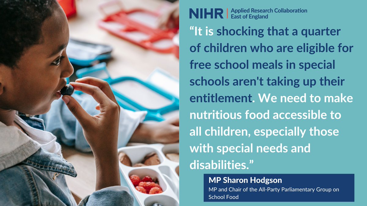 ARC_EoE's tweet image. 🚨1 in 4 eligible children in special schools are missing out on free school meals.
An @ARC_EoE study worked with families, charities and schools to shape inclusive food strategies.
📢Read more about the findings and listen to the one-off podcast here➡️arc-eoe.nihr.ac.uk/news-blogs/new…