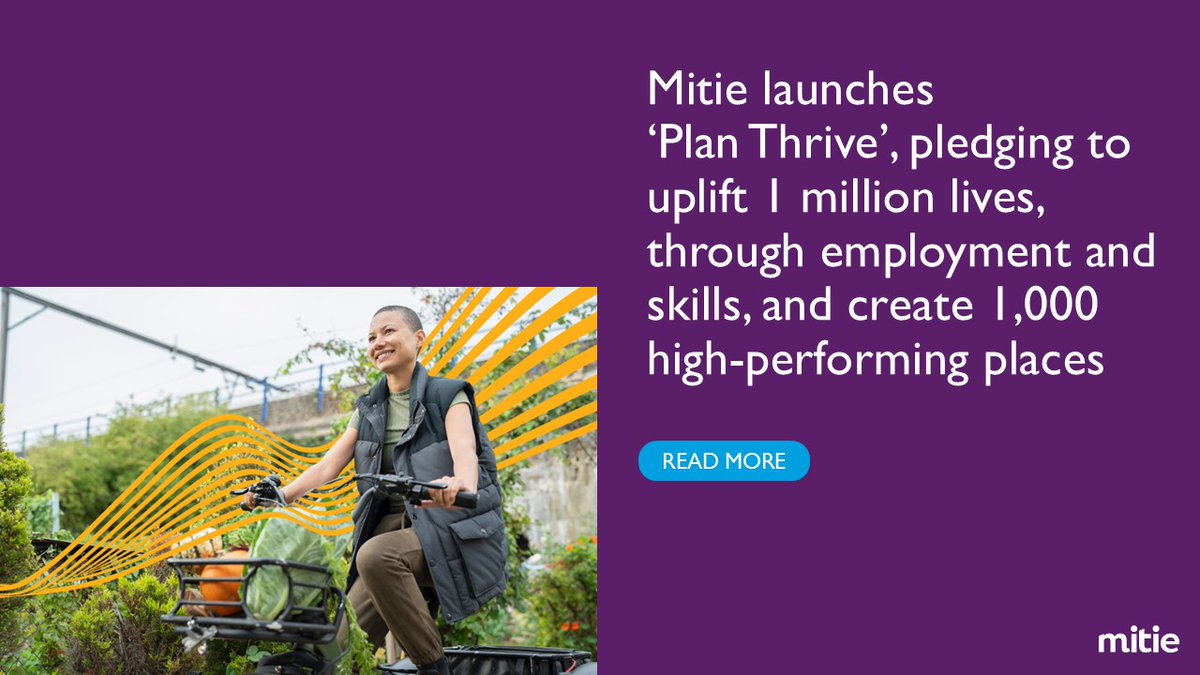 mitie's tweet image. Mitie commits to uplifting 1 million lives through inclusive employment, helping people build sustainable careers and creating 1,000 high-performing places using insight to support local investment and community engagement.