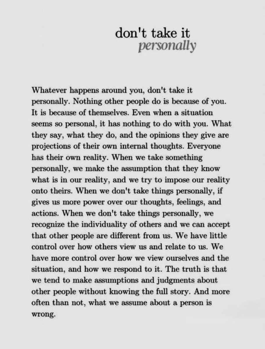 Don’t take it personally.