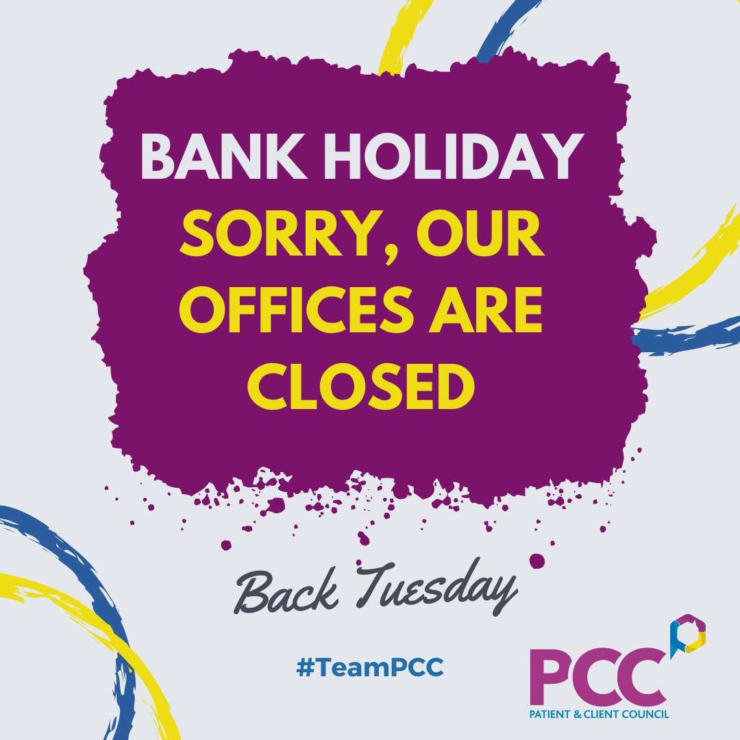 PatientClient's tweet image. Our offices are closed today for the Bank Holiday.
#TeamPCC