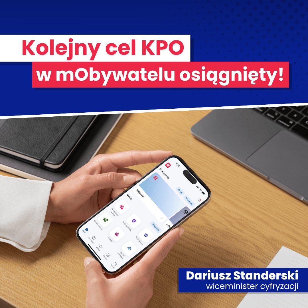 Dariusz Standerski (@dstanderski) on Twitter photo Kolejny wskaźnik KPO zaliczony! ✅️ Szereg nowych funkcji w mObywatelu dostarczonych na czas i zgodnie z planem na koniec czerwca. Ogromne gratulacje dla całego zespołu <a href="/COIgovPL/">Centralny Ośrodek Informatyki</a>! 👏
Drugie półrocze będzie jeszcze bardziej ekscytujące, z nowymi funkcjami i dokumentami, a także Kolejny wskaźnik KPO zaliczony! ✅️ Szereg nowych funkcji w mObywatelu dostarczonych na czas i zgodnie z planem na koniec czerwca. Ogromne gratulacje dla całego zespołu <a href="/COIgovPL/">Centralny Ośrodek Informatyki</a>! 👏
Drugie półrocze będzie jeszcze bardziej ekscytujące, z nowymi funkcjami i dokumentami, a także
