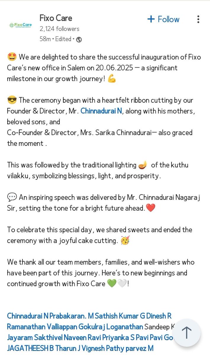 Two new additions to Namma Office co working space in Balaji Towers, Ramakrishna Road.

⚡Salem based fixo care 
⚡ Chennai based span TAG       technologies 
#Salem  #சேலம்