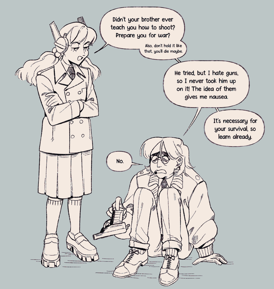 samsheadraws's tweet photo. more dahlia and leonard. robot soldier girl x pacifist civilian boy <333 they're stupid <333  

#OCs https://t.co/1Wz5I3vFmX