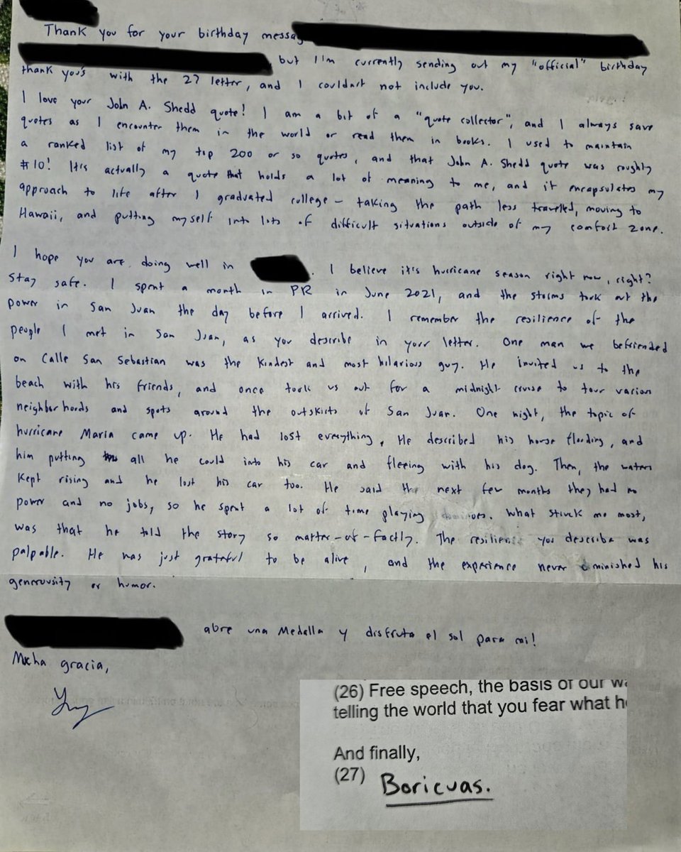 mangionethinker's tweet image. Luigi Mangione writes back to Puerto Rican telling them to have a beer and enjoy the sun for him:
"abre una Medalla y disfruta el sol para mi! Mucha gracia"