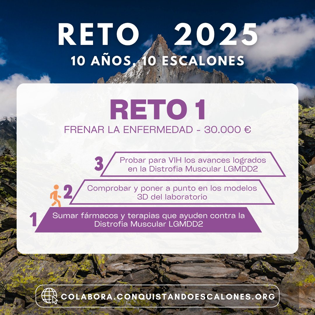 ¡Primer escalón conquistado!🥳

Comenzamos julio superando los 10.000 € dentro del “Reto 2025. 10 años, 10 escalones”.

Gracias a todos los que habéis aportado para impulsar la cura de la Distrofia Muscular LGMDD2 y el VIH.

¡A por el siguiente escalón!💪🏼
colabora.conquistandoescalones.org