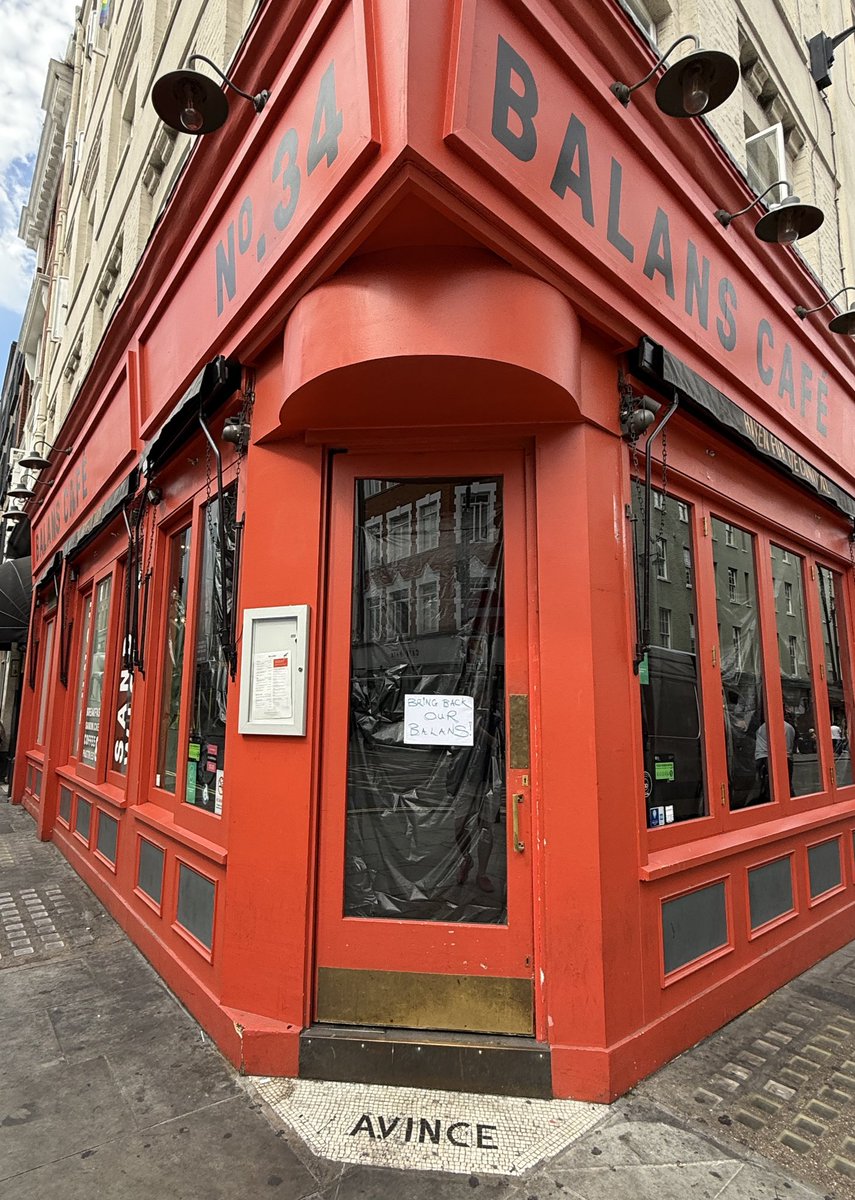 benjaminbutter's tweet image. It appears Soho institution Balans Cafe has closed down. If this is due to business viability, then it raises serious questions about Westminster Council’s refusal to allow outdoor dining during summer.