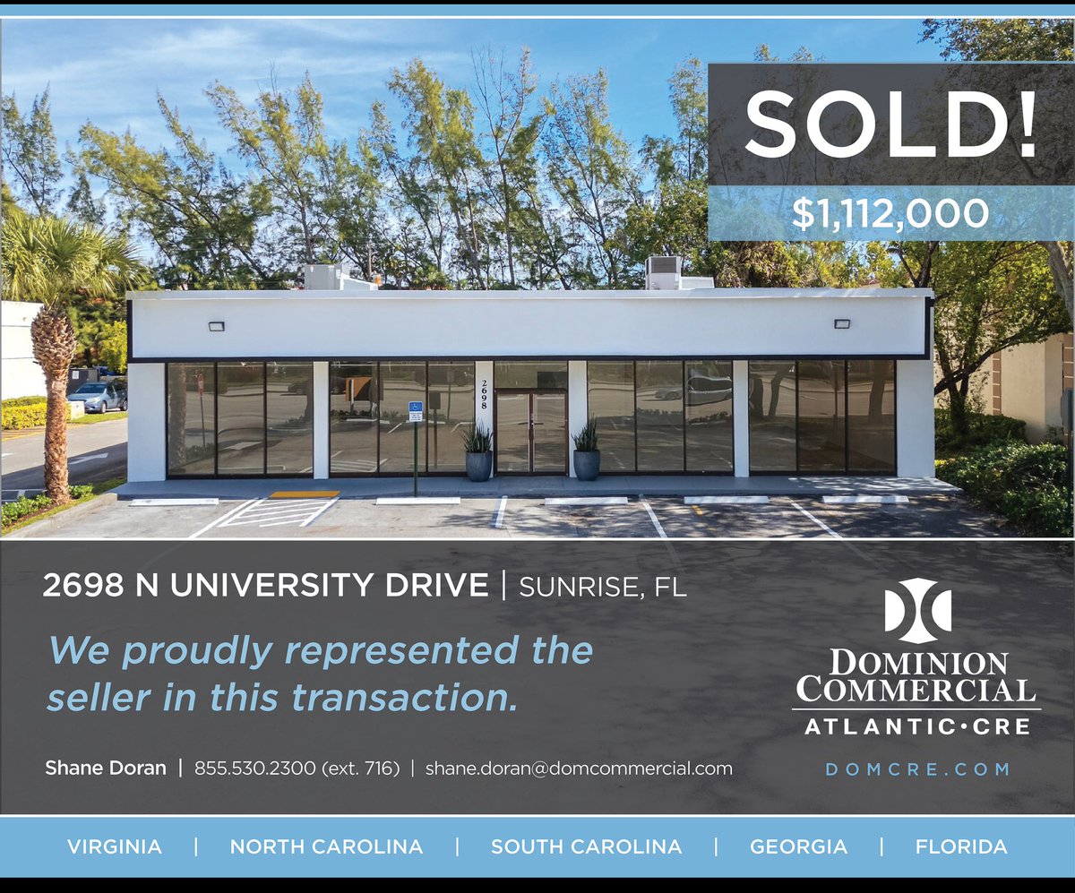 Retail building Sold in Broward County, Florida! ☀️🌴#cre #domcre #atlanticcre