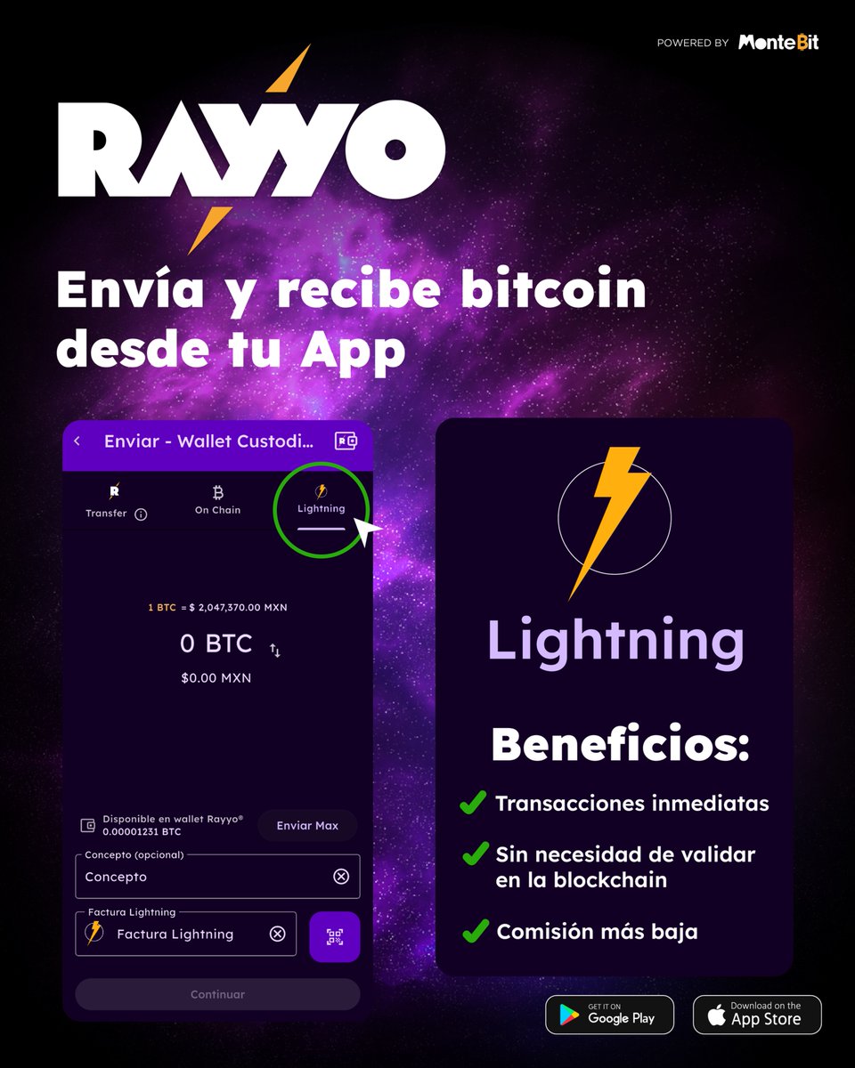 RayyoApp's tweet image. Desde tu RAYYO APP puedes realizar tus transacciones con LIGHTNING⚡️📲
#bitcoinmexico #bitcoin #bitcoinnews #Bitcoin2025 #CDMX #mexico #app #rayyoapp #BTC #BTChallenge #lightning #bitcoins