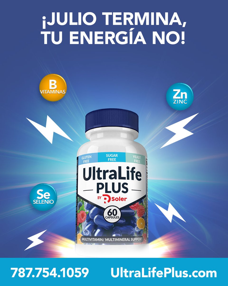 Jugando Pelota Dura🇵🇷 (@jugandopelotapr) on Twitter photo ⚡ ¡Julio termina, tu energía no!
Termina el mes sintiéndote fuerte, enfocado y protegido con UltraLife PLUS.
Con vitaminas B, zinc y selenio para mantenerte al 100 todos los días.
📍 Disponible en farmacias y Clínicas Médicas Dr. Soler
🌐 UltraLifePlus.com | 📞 ⚡ ¡Julio termina, tu energía no!
Termina el mes sintiéndote fuerte, enfocado y protegido con UltraLife PLUS.
Con vitaminas B, zinc y selenio para mantenerte al 100 todos los días.
📍 Disponible en farmacias y Clínicas Médicas Dr. Soler
🌐 UltraLifePlus.com | 📞