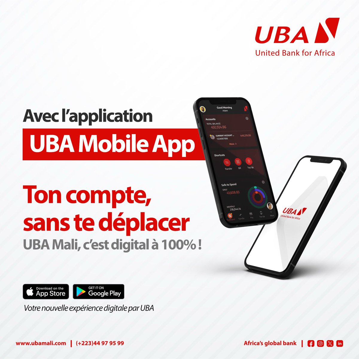 UBA_Mali's tweet image. 📲 Transférer, payer, consulter ton solde... Tout est possible avec l’app UBA Mali. Tu l’as déjà ?
Sinon télécharge-la maintenant sur 👇 :

🔛 Google play
bit.ly/4ljVwBA
🔛App store
bit.ly/3T0aS1P 

#DigitalBanking #ExperienceClient #UbaMali #ubamobileapp
