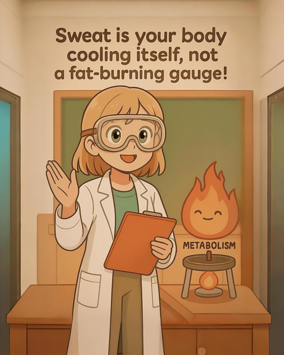 HealthymadeCute's tweet image. Sweating more doesn’t mean you’re burning more fat 💦
It means your body is cooling off, not melting calories 🧠🔥
Fat loss = consistency, not puddles. Hydrate, rest, and move kindly 💛
#HealthyMadeCute #EmmaApproved #SweatScience