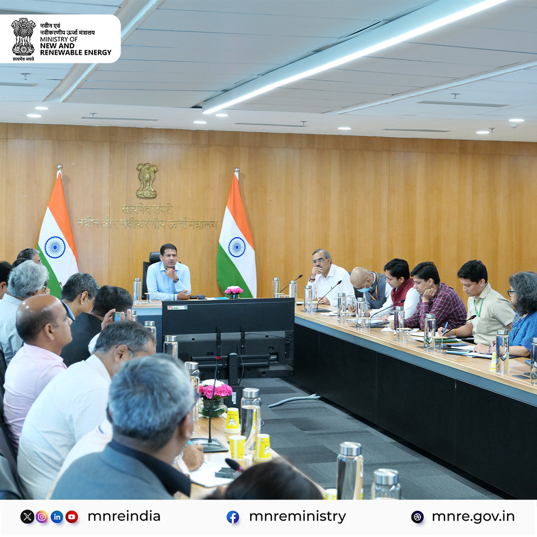 Ministry of New and Renewable Energy (MNRE) (@mnreindia) on Twitter photo Today, Shri <a href="/SantoshSarangii/">Santosh Sarangi</a>, Secretary, MNRE, chaired the monthly review meeting with National Green Hydrogen Mission (NGHM) developers and stakeholders. The meeting focused on the progress of Green Hydrogen production plants, connectivity and other site challenges, As well as Today, Shri <a href="/SantoshSarangii/">Santosh Sarangi</a>, Secretary, MNRE, chaired the monthly review meeting with National Green Hydrogen Mission (NGHM) developers and stakeholders. The meeting focused on the progress of Green Hydrogen production plants, connectivity and other site challenges, As well as
