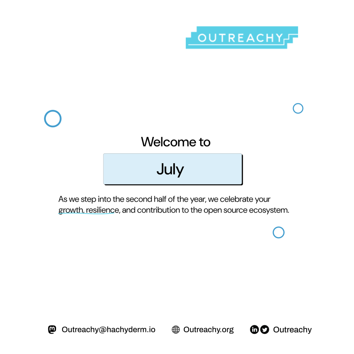 Happy July 👋

You’ve made it halfway through the year. 
We’re proud of your growth &amp; impact in #opensource &amp; beyond. 

Keep building, and keep believing.
Here’s to more wins this month and the second half of the year 💪🏾

#Outreachy