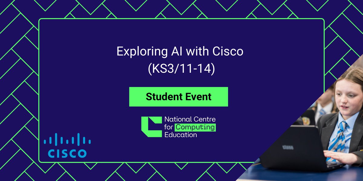 Only one week to go until our KS3 Exploring AI with Cisco online event!

Get your free tickets ready for an interactive journey on real applications of AI, with tech professionals delivering an insider's view into benefits and challenges in the field!

👉 bit.ly/4nlE1Ta