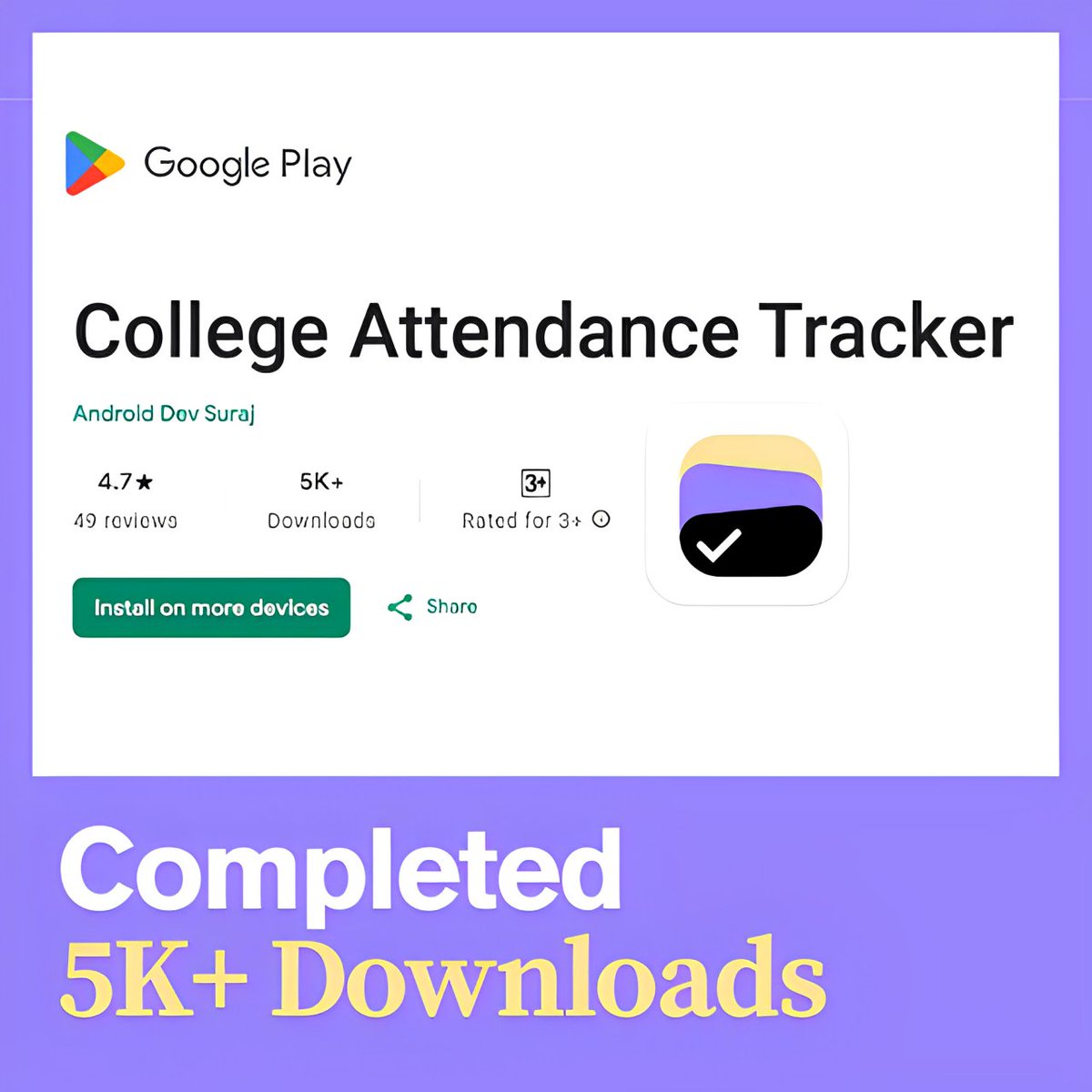 AndroidDevSuraj's tweet image. My app completed 5K+ downloads...
next target 10K+