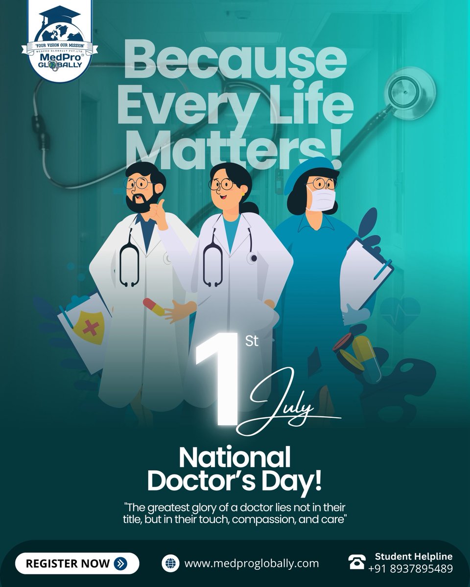 MedProGlobally's tweet photo. Happy National Doctor's Day to the heroes in white coats! 🌟👨‍⚕️ We salute the dedication &amp; expertise of doctors worldwide, from our MBBS abroad alumni to @MedProGlobally consultants. Thank you for your tireless efforts in healing &amp; caring. 🙏❤️ #NationalDoctorsDay #MedProGlobally https://t.co/TYs7aVb8OT