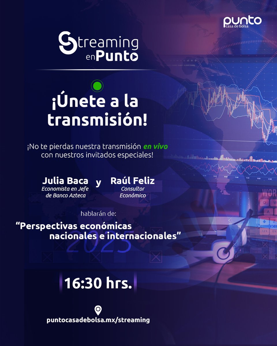 Signum_Research's tweet image. Acompáñanos HOY con el equipo de analistas de Punto Research y nuestros invitados especiales.

📌 ¡Únete a la transmisión!
👉 puntocasadebolsa.mx/streaming

Regístrate en nuestras redes sociales oficiales.
.
.
#PuntoCasaDeBolsa #DondeComienzaTuFuturo #StreamingEnPunto #Economía2025