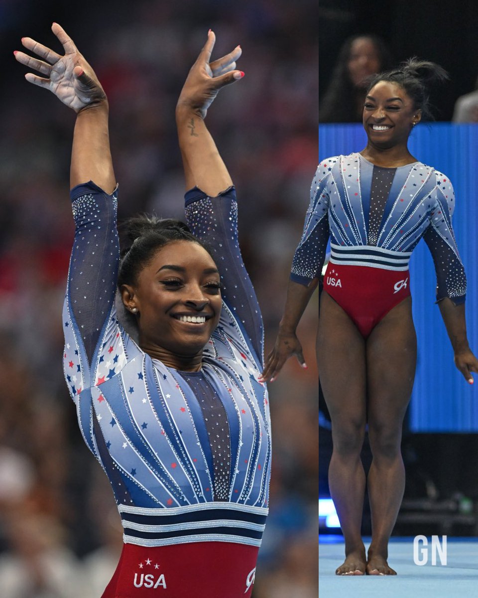 Throwback to Simone cutting the sleeves of her leo at OLY Trials 🤣