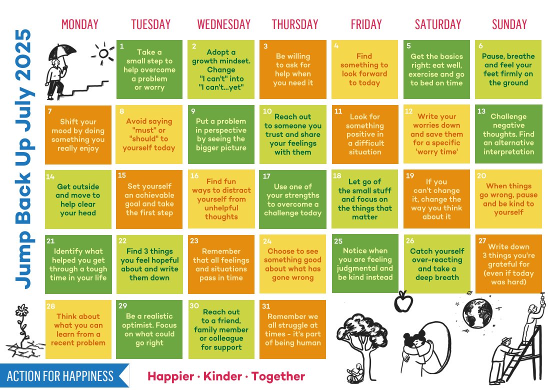 Grampian We Care (@grampianwecare) on Twitter photo Starting off the new month with the <a href="/actionhappiness/">Action for Happiness</a> Calendar full of daily activities to help us even of the toughest of days- will you be following on this month? <a href="/NHSG_RACH/">NHSG_RACH ๐</a> <a href="/NHSGEqualities/">NHS Grampian Staff Equalities Network</a> <a href="/NHSG_Facilities/">NHSG Facilities & Estates</a> <a href="/NHSGrampian/">NHS Grampian</a> <a href="/nhsgcharity/">NHS Grampian Charity ๐</a> <a href="/NHSGradScheme/">NHS Graduate Management Training Scheme (GMTS)</a> <a href="/NHSGLibraries/">NHS Grampian Libraries</a> <a href="/DrGrays_Elgin/">Dr Gray's Hospital</a> Starting off the new month with the <a href="/actionhappiness/">Action for Happiness</a> Calendar full of daily activities to help us even of the toughest of days- will you be following on this month? <a href="/NHSG_RACH/">NHSG_RACH ๐</a> <a href="/NHSGEqualities/">NHS Grampian Staff Equalities Network</a> <a href="/NHSG_Facilities/">NHSG Facilities & Estates</a> <a href="/NHSGrampian/">NHS Grampian</a> <a href="/nhsgcharity/">NHS Grampian Charity ๐</a> <a href="/NHSGradScheme/">NHS Graduate Management Training Scheme (GMTS)</a> <a href="/NHSGLibraries/">NHS Grampian Libraries</a> <a href="/DrGrays_Elgin/">Dr Gray's Hospital</a>