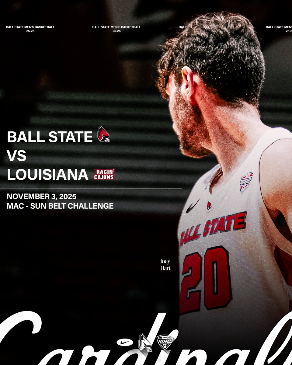 BallStateMBB's tweet image. Cardinals host Ragin' Cajuns in first round of MAC-SBC Challenge on Nov. 3.
📰: tinyurl.com/3rzb4kfv
