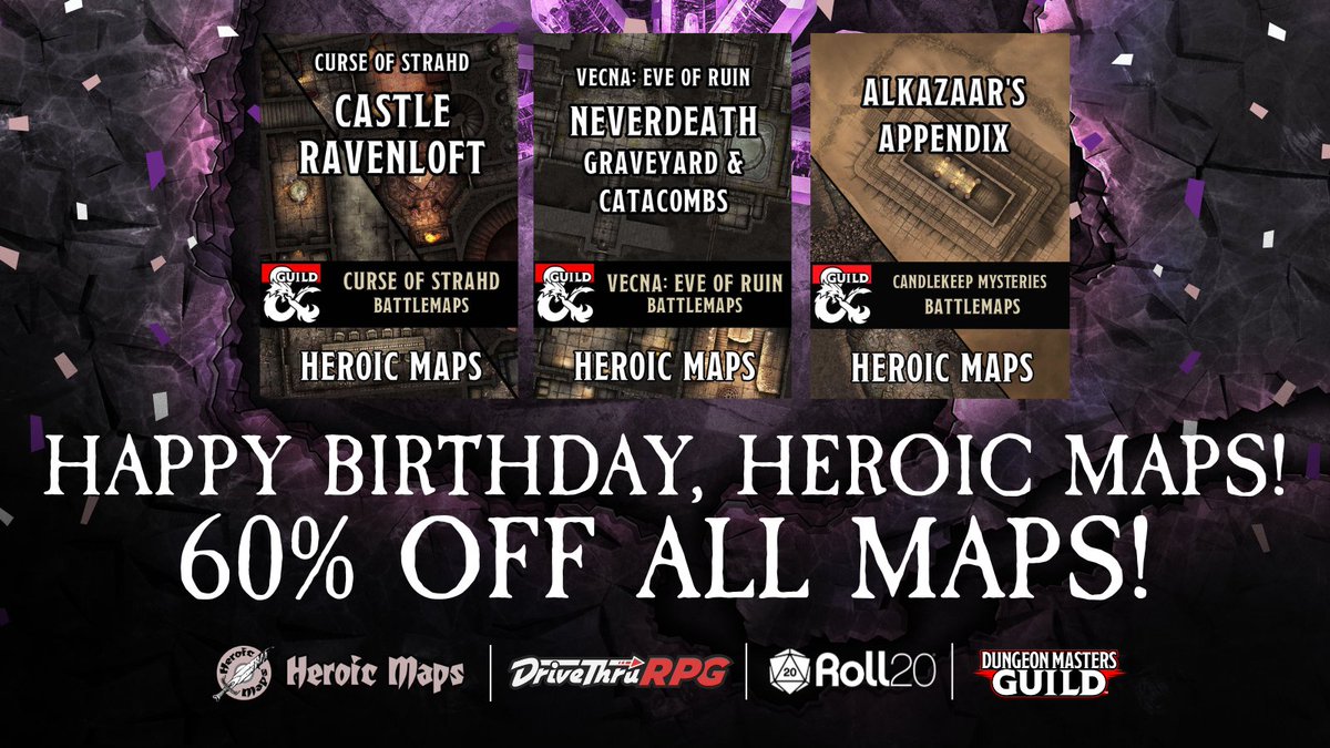 Dungeon Masters Guild (@dms_guild) on Twitter photo The <a href="/HeroicMaps/">Heroic Maps</a> Sale is on now! Save big on detailed maps including Candlekeep Mysteries, Vecna Eve of Ruin, Curse of Strahd, and more!
Get 'em here: tinyurl.com/42buk2mz
Plus, even more map deals at <a href="/roll20app/">Roll20</a> & <a href="/DriveThruRPG/">DriveThruRPG</a> Don't miss out!
#dnd5e #dungeonsanddragons The <a href="/HeroicMaps/">Heroic Maps</a> Sale is on now! Save big on detailed maps including Candlekeep Mysteries, Vecna Eve of Ruin, Curse of Strahd, and more!
Get 'em here: tinyurl.com/42buk2mz
Plus, even more map deals at <a href="/roll20app/">Roll20</a> & <a href="/DriveThruRPG/">DriveThruRPG</a> Don't miss out!
#dnd5e #dungeonsanddragons
