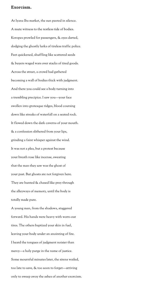 Ferdinand Emmanuel (@emmanuelsomto17) on Twitter photo Good evening, fam. I have a couple of poems in <a href="/AprilCentaur/">AprilCentaur</a> .
One explores finding hope beyond suicidal thoughts. Another addresses jungle justice.
Do read and share. Thank you! ❤️
Check out other poems through the link below.
theaprilcentaur.com/blog/in-the-ho… Good evening, fam. I have a couple of poems in <a href="/AprilCentaur/">AprilCentaur</a> .
One explores finding hope beyond suicidal thoughts. Another addresses jungle justice.
Do read and share. Thank you! ❤️
Check out other poems through the link below.
theaprilcentaur.com/blog/in-the-ho…