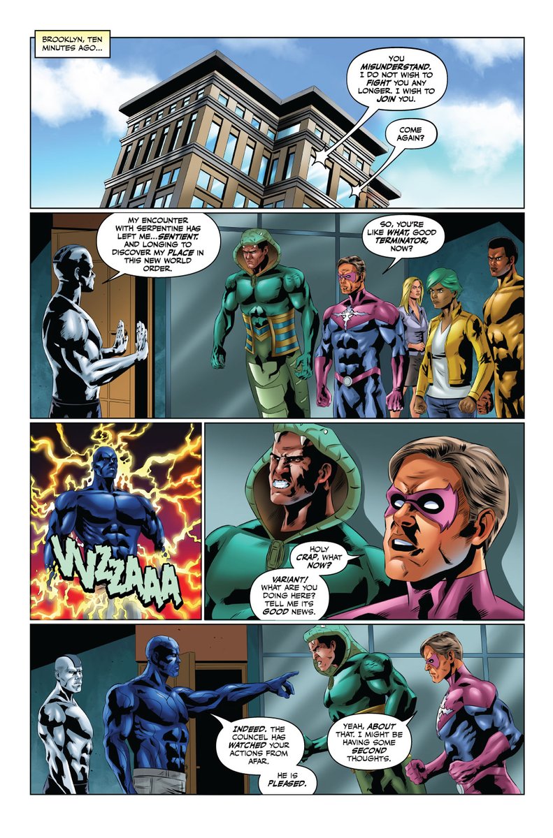 How about some preview pages! 2 days left <a href="/Kickstarter/">Kickstarter</a>

What caused the massive explosion inside the Executor's HQ that's got the U.S. Government on high alert? And what does it mean for The Sire? Is his place atop the superhuman food chain coming to end?

kickstarter.com/projects/mdolc…
