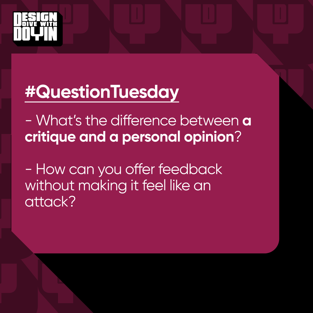 DesignDiveDoyin's tweet photo. ❓#QuestionTuesday

Hello Divers 👋
Its another edition today

Critique isn't just about pointing out flaws, it's about improving together. Here are 3 questions to reflect on this week: https://t.co/L1AM59EY4D
