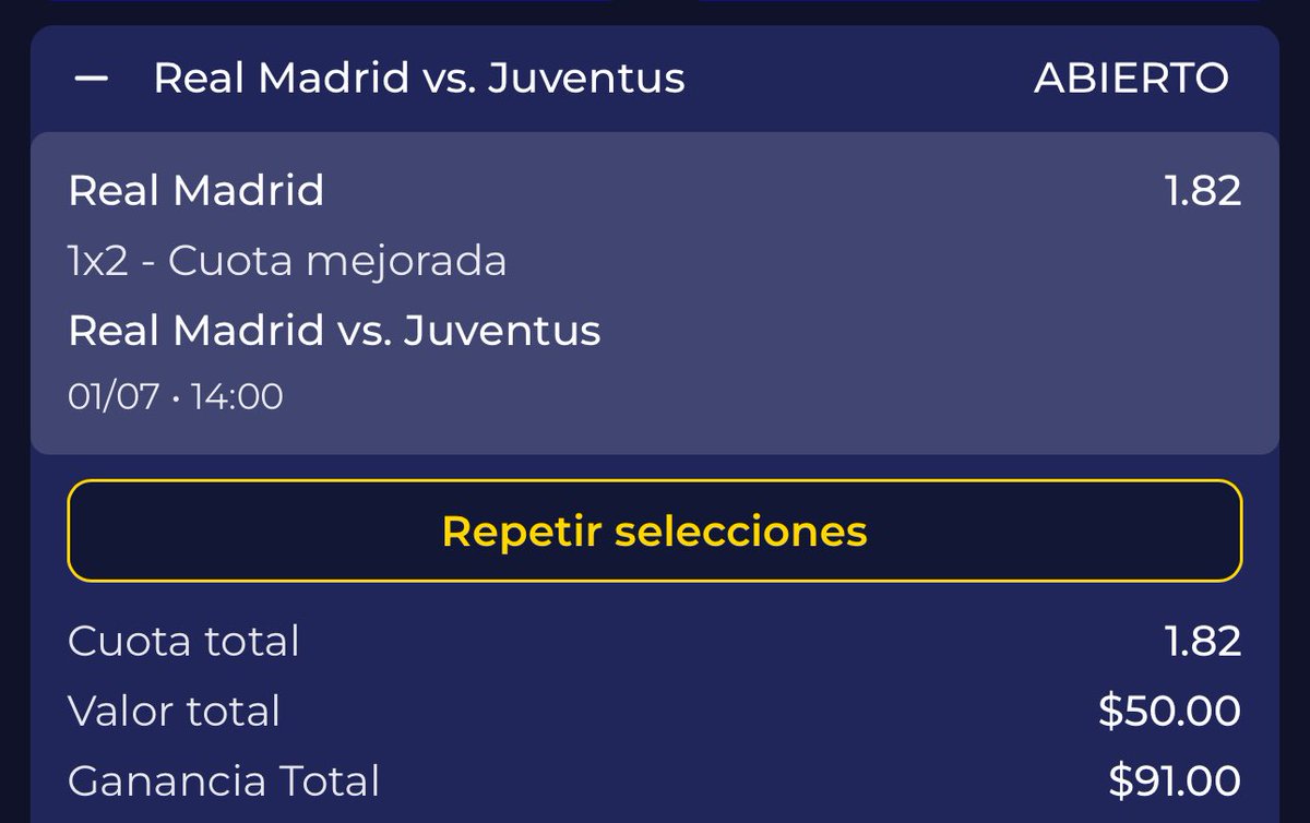 Santiago Bucaram López (@santiagobucaram) on Twitter photo Imposible desaprovechar que Real Madrid tenga una cuota 1.82 en <a href="/bet593/">Bet593oficial</a> por su victoria contra una Juventus algo blanda defensivamente.
Si quieren jugar fuerte, la doble opción al RM va muy bien por si termina empate. Imposible desaprovechar que Real Madrid tenga una cuota 1.82 en <a href="/bet593/">Bet593oficial</a> por su victoria contra una Juventus algo blanda defensivamente.
Si quieren jugar fuerte, la doble opción al RM va muy bien por si termina empate.