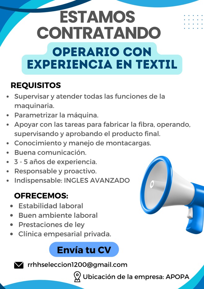 ¿Buscas una nueva oportunidad? ¡Únete a nuestra zona de talento! Consulta los requisitos en el perfil y si calificas, postúlate siguiendo las instrucciones detalladas en la imagen.