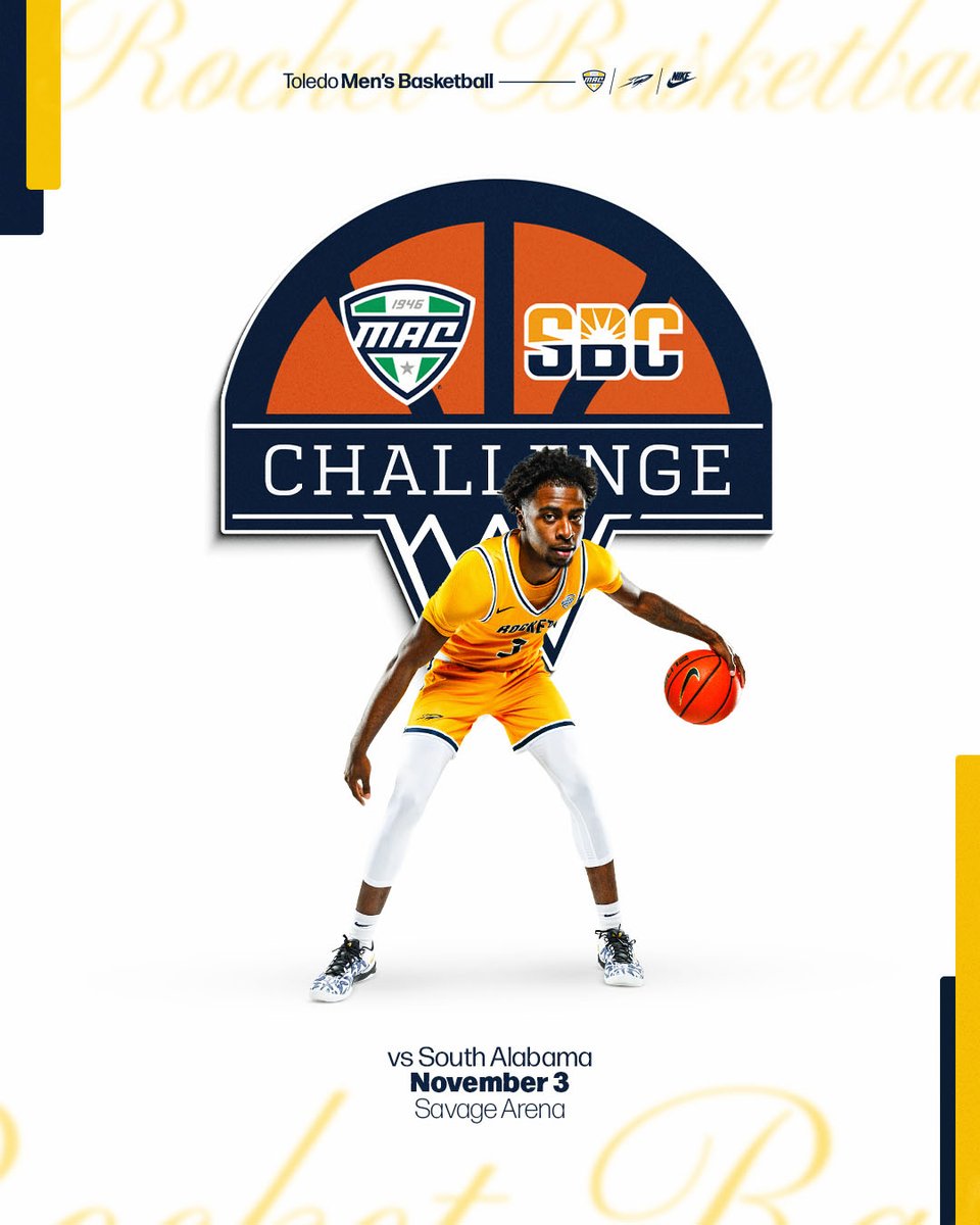Toledo_MBB's tweet image. 📆𝐌𝐀𝐑𝐊 𝐘𝐎𝐔𝐑 𝐂𝐀𝐋𝐄𝐍𝐃𝐀𝐑𝐒! 📅
Our season opener and matchup for the 𝟑𝐑𝐃 MAC-SBC Challenge is set!
We will host South Alabama on Monday, Nov. 3, with a second game scheduled on the road for Saturday, Feb. 7.
#TeamToledo | #MACxSBC
🔗: tinyurl.com/4d3fbn7p