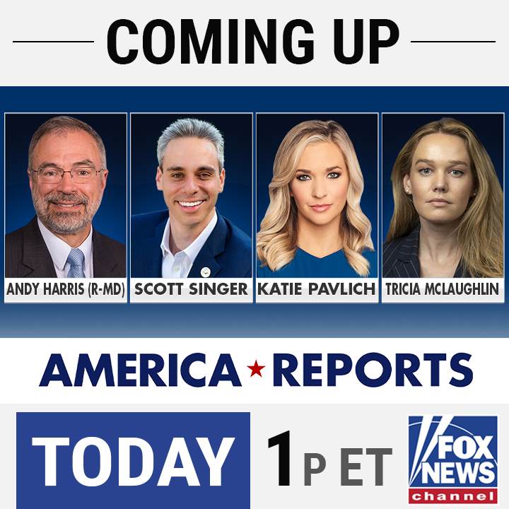 America Reports (@americarpts) on Twitter photo TUESDAY:
House Freedom Caucus Chairman, <a href="/RepAndyHarrisMD/">Rep. Andy Harris, MD</a>
Mayor of Boca Raton, <a href="/ScottSingerUSA/">Mayor Scott Singer</a>
Fox News Contributor, <a href="/KatiePavlich/">Katie Pavlich</a>
Assistant Secretary Dept. of Homeland, <a href="/TriciaOhio/">Tricia McLaughlin</a> TUESDAY:
House Freedom Caucus Chairman, <a href="/RepAndyHarrisMD/">Rep. Andy Harris, MD</a>
Mayor of Boca Raton, <a href="/ScottSingerUSA/">Mayor Scott Singer</a>
Fox News Contributor, <a href="/KatiePavlich/">Katie Pavlich</a>
Assistant Secretary Dept. of Homeland, <a href="/TriciaOhio/">Tricia McLaughlin</a>