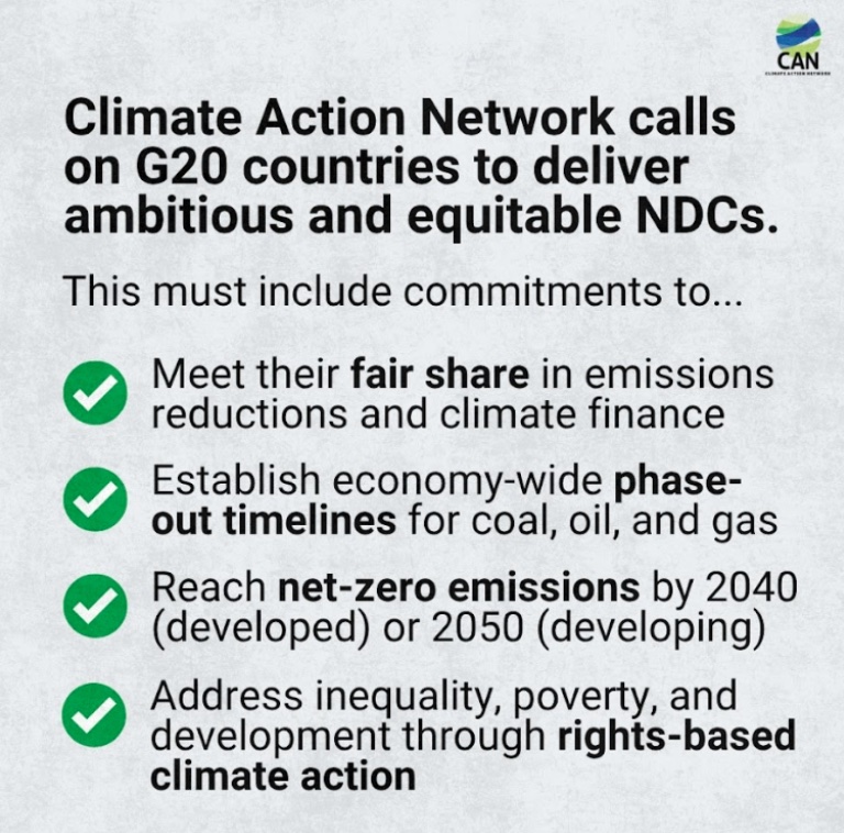 Climate Action Network International (CAN) (@canintl) on Twitter photo NDCs are not just technical documents - they are moral and political declarations. They reveal whether governments are ready to confront the climate crisis with courage, or whether they will keep hiding behind greenwashing, delay and distraction. - <a href="/TasneemEssop/">Tasneem Essop</a> 🧵
#ndc2025 #G20 NDCs are not just technical documents - they are moral and political declarations. They reveal whether governments are ready to confront the climate crisis with courage, or whether they will keep hiding behind greenwashing, delay and distraction. - <a href="/TasneemEssop/">Tasneem Essop</a> 🧵
#ndc2025 #G20