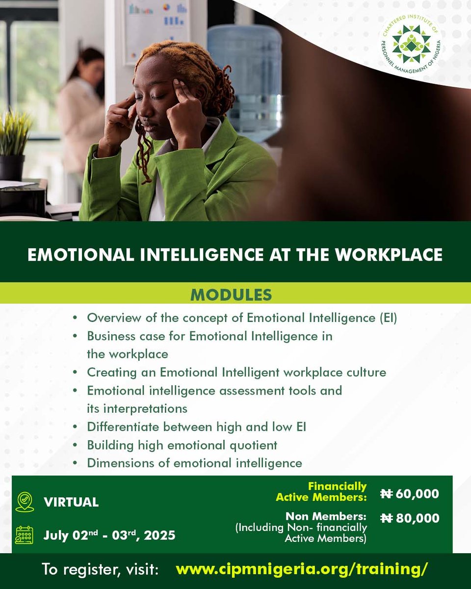 cipmnigeria's tweet photo. Level up your HR game this July with CIPM Training Programmes!
Sharpen your skills, grow your leadership, and stay ahead in today’s workplace.
📩 learning@cipmnigeria.org
📞 +234 909 365 3356
#CIPMTraining #HRExcellence #LifelongLearning https://t.co/ksh98fdbCr