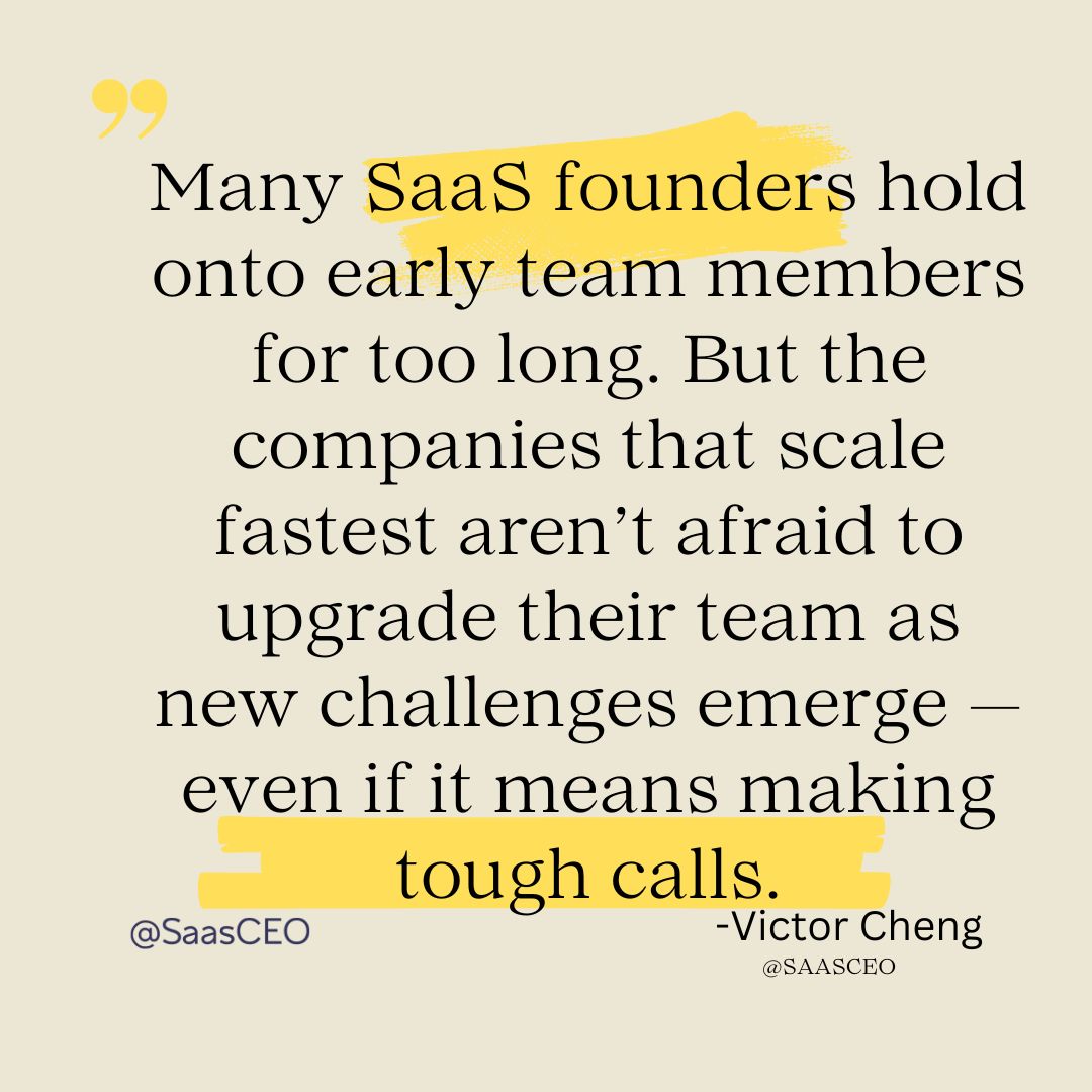 VictorCheng's tweet image. The fastest-scaling SaaS companies upgrade their teams as the company evolves.
Founders who delay tough calls end up stuck.
New stage = new challenges = new talent.

SaaSCEO.com/social

#SaaS #StartupLeadership #ScalingTeams #FounderLessons