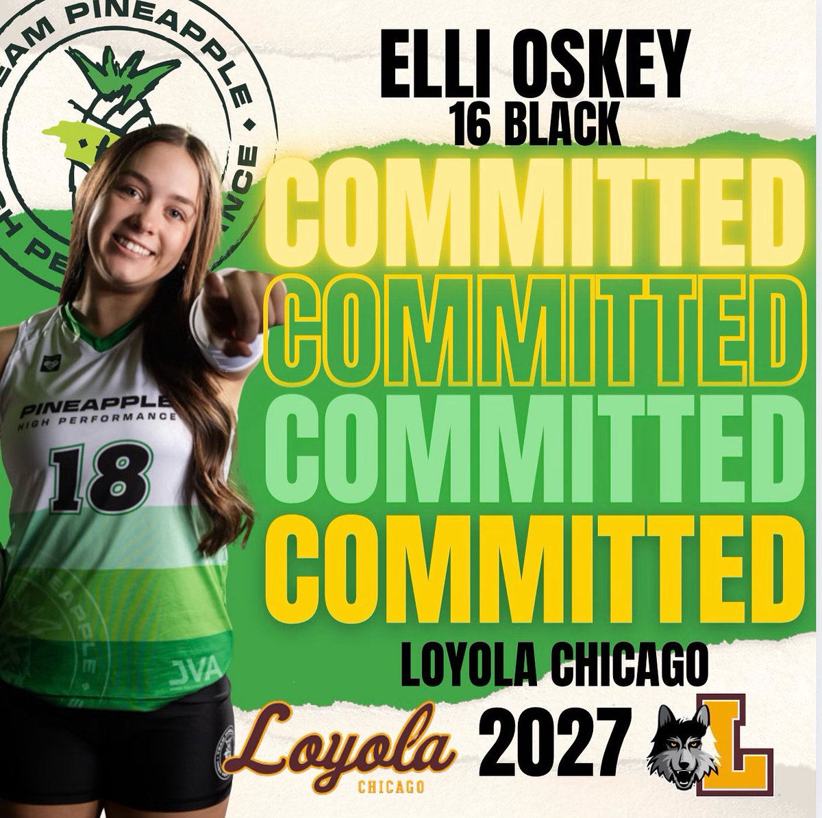Pineapple High Performance (@pineapplehpa) on Twitter photo We are excited to announce that Elli Oskey has verbally committed to <a href="/RamblersWVB/">Loyola Women's Volleyball</a> 💛 We couldn’t be more proud and can’t wait to come watch her play out her dreams at the next level! #pineapplehighperformance #php #wherechampionsgoforgold We are excited to announce that Elli Oskey has verbally committed to <a href="/RamblersWVB/">Loyola Women's Volleyball</a> 💛 We couldn’t be more proud and can’t wait to come watch her play out her dreams at the next level! #pineapplehighperformance #php #wherechampionsgoforgold