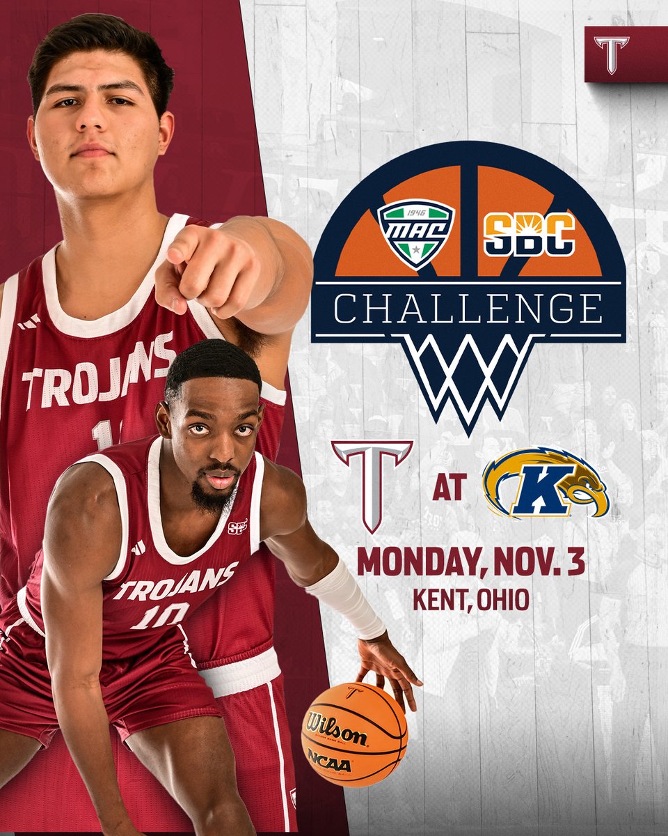 TroyTrojansMBB's tweet image. 𝗠𝗮𝗿𝗸 𝗶𝘁 𝗱𝗼𝘄𝗻 🗓️
We’re opening the 2025-26 season at Kent State in the #MACxSBC Challenge!
#TakeTheStairs | #OneTROY ⚔️🏀