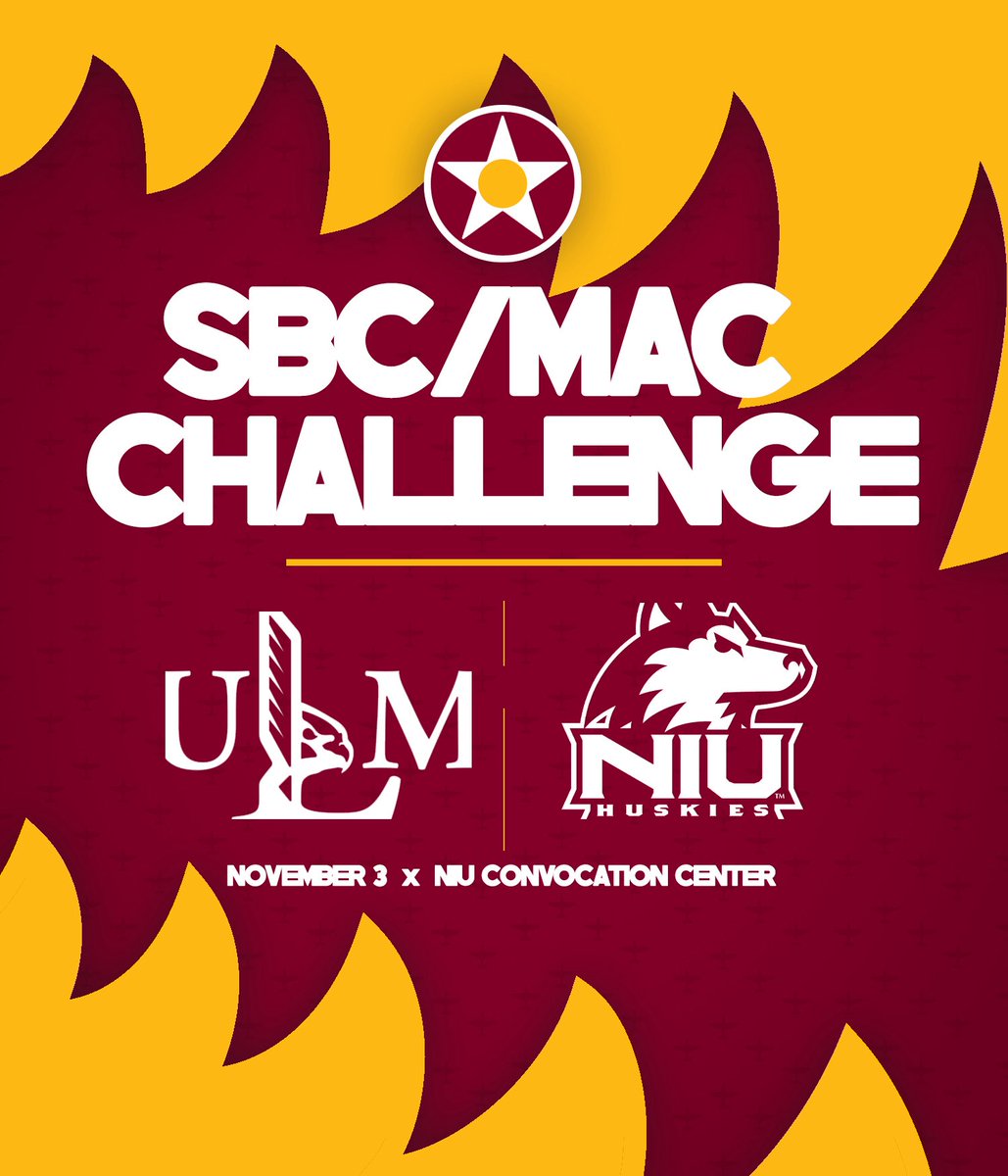 ULM Warhawks (@ulmwarhawks) on Twitter photo The Warhawks are ready to hit the hardwood ๐
The <a href="/SunBelt/">Sun Belt</a> / MAC Challenge opening matchups have been finalized:
<a href="/ULMwbb/">ULM Women's Basketball</a> vs. Eastern Michigan | Nov. 3
<a href="/ULM_MBB/">ULM Men's Basketball</a> at Northern Illinois | Nov. 3 The Warhawks are ready to hit the hardwood ๐
The <a href="/SunBelt/">Sun Belt</a> / MAC Challenge opening matchups have been finalized:
<a href="/ULMwbb/">ULM Women's Basketball</a> vs. Eastern Michigan | Nov. 3
<a href="/ULM_MBB/">ULM Men's Basketball</a> at Northern Illinois | Nov. 3