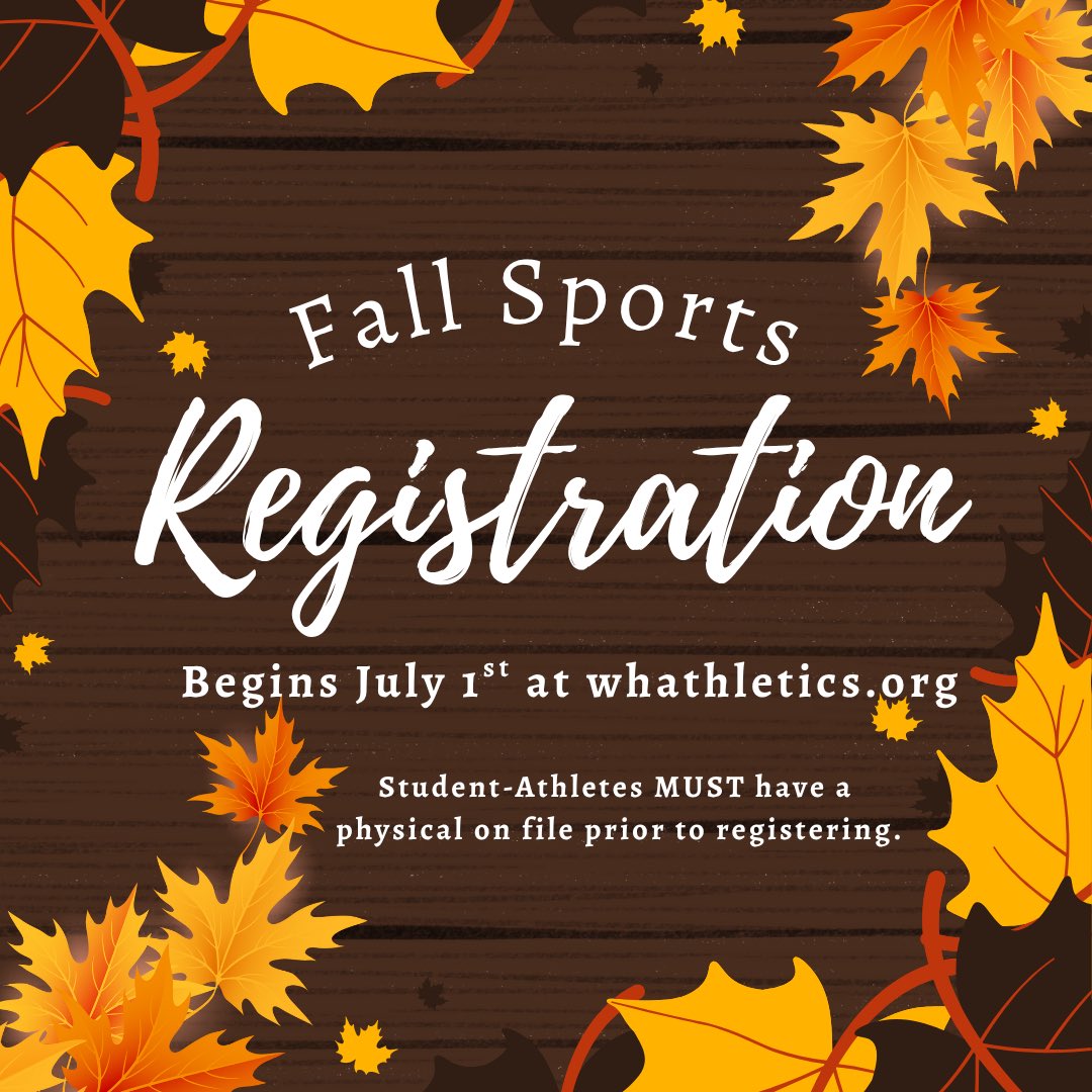 Fall registration opened up today. A reminder that student-athletes must have a physical on file prior to registering.
