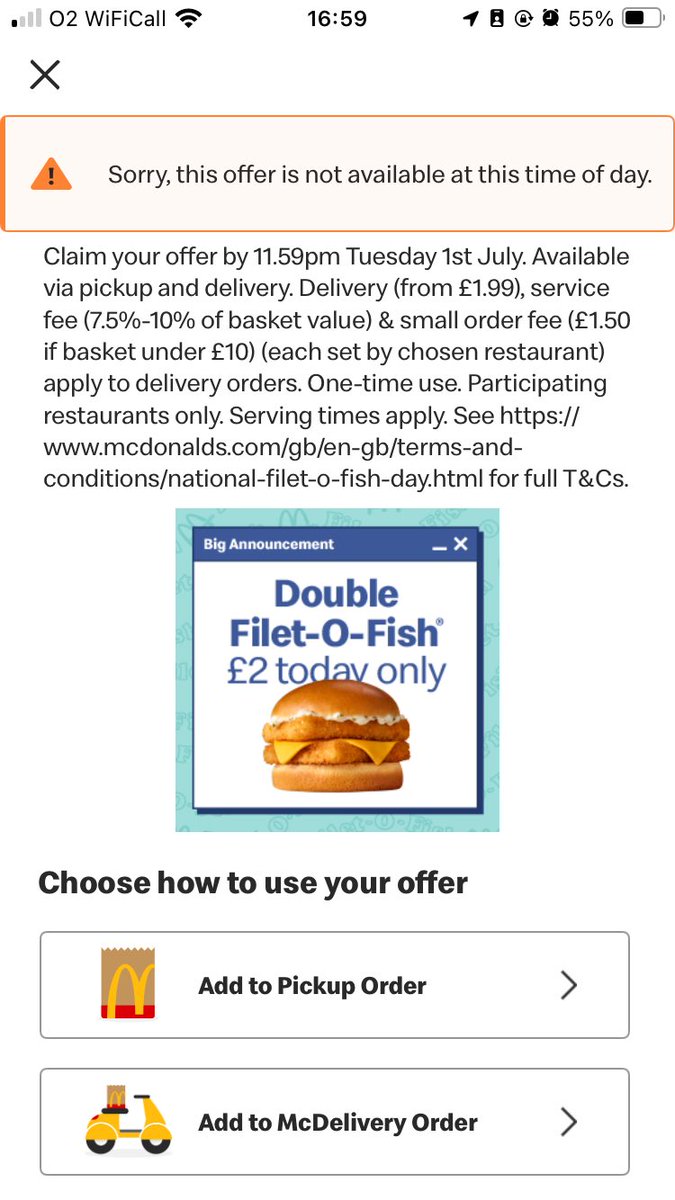CharlieSQL's tweet photo. @McDonaldsUK I’m getting the same issue other people are getting: https://t.co/bCNUwkSHuo