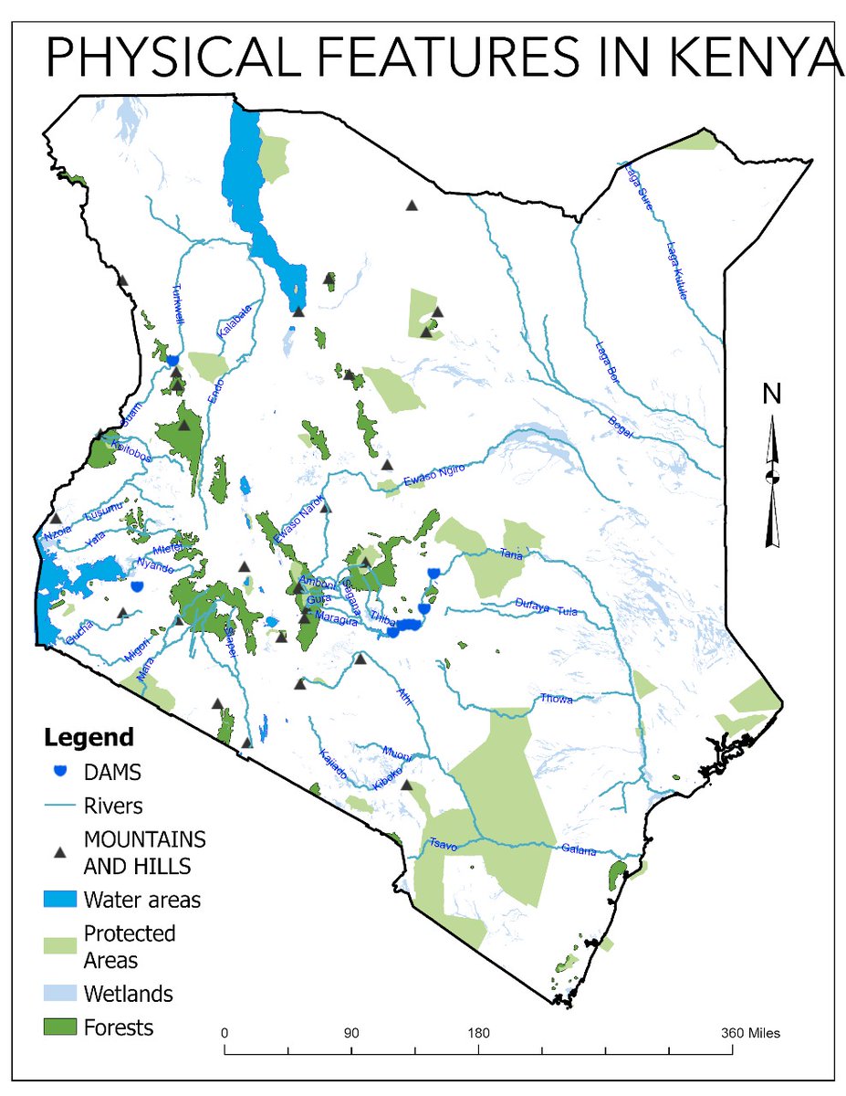 Karu_GISCLUB's tweet image. A beginner from Karatina University GIS Club created this map showcasing Kenya’s physical features rivers, forests, wetlands & more. It's useful for learning, conservation, and planning. Proof that GIS skills grow fast with purpose.
#GIS #MappingKenya #SpatialAwareness #ArcGIS