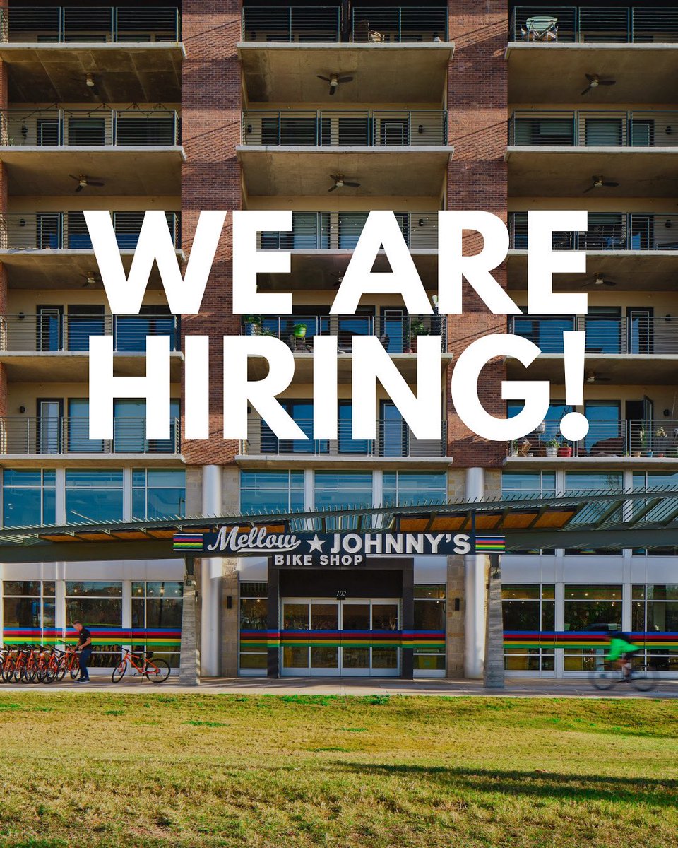 🚨 We’re hiring at Mellow Johnny’s HQ in Austin!

Looking for passionate cyclists with strong bike/gear knowledge &amp; retail experience.

5-day availability incl. weekends required.

Email sales@mellowjohnnys.com to apply!