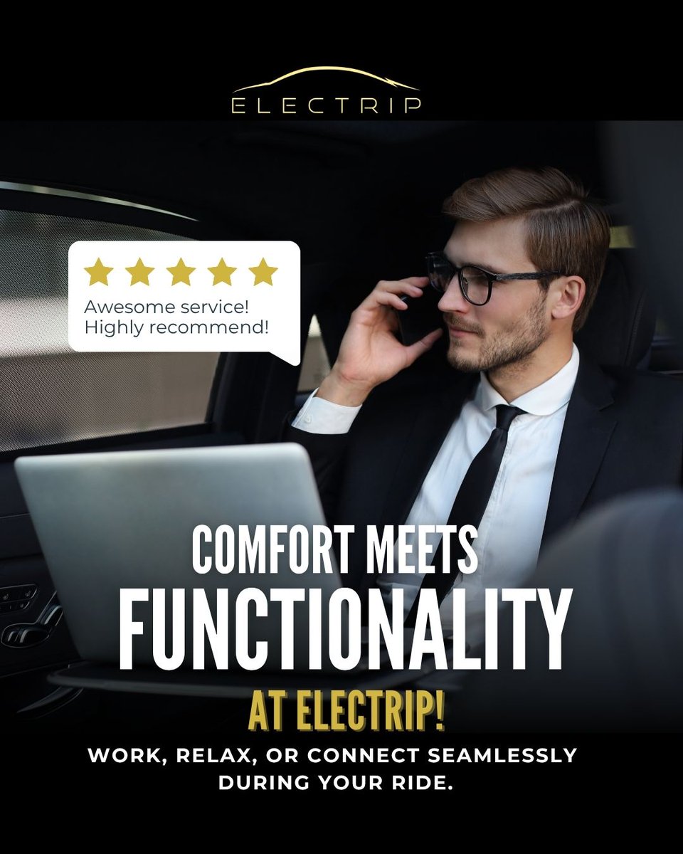 Not just a ride… it’s a solution! Experience the Electrip difference now at electrip.us. #electrip #luxurycarservice #travelinstyle #professionaldrivers #luxurytransportation #viptransfer