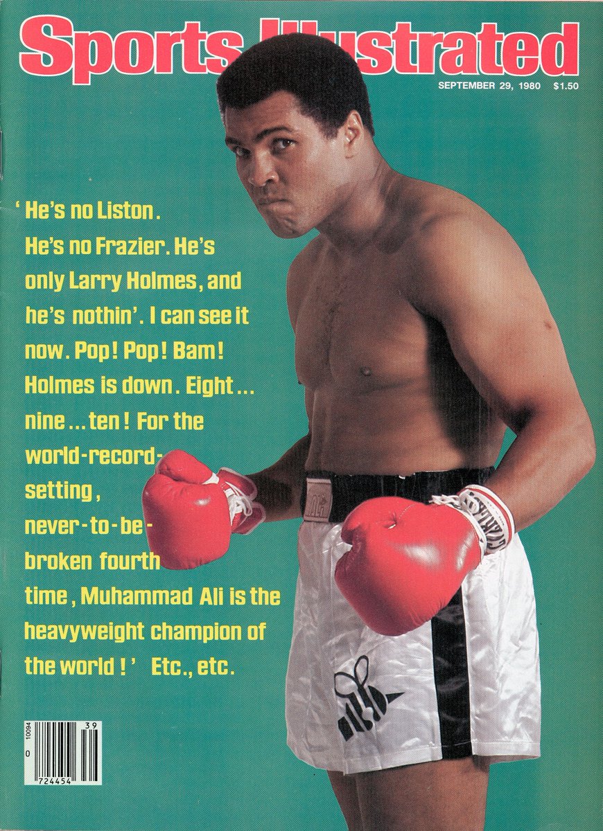 MuhammadAli's tweet image. Sports Illustrated Cover: September 29, 1980
Portrait of Muhammad Ali before his fight vs Larry Holmes on October 2, 1980, at Caesars Palace in Las Vegas.
#MuhammadAli #Icon #SportsIllustrated #Cover #LarryHomes #LasVegas
