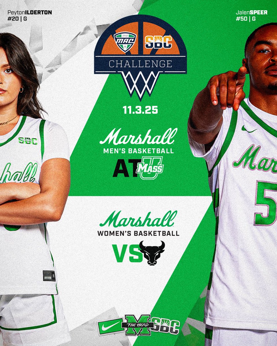 HerdZone's tweet image. ๐ ๐๐-๐ฆ๐๐ ๐๐๐๐๐๐๐ก๐๐ ๐
@Herd_MBB will travel to UMass and @HerdWBB will host Buffalo as part of the 2025 #MACxSBC Challenge.
#WeAreMarshall