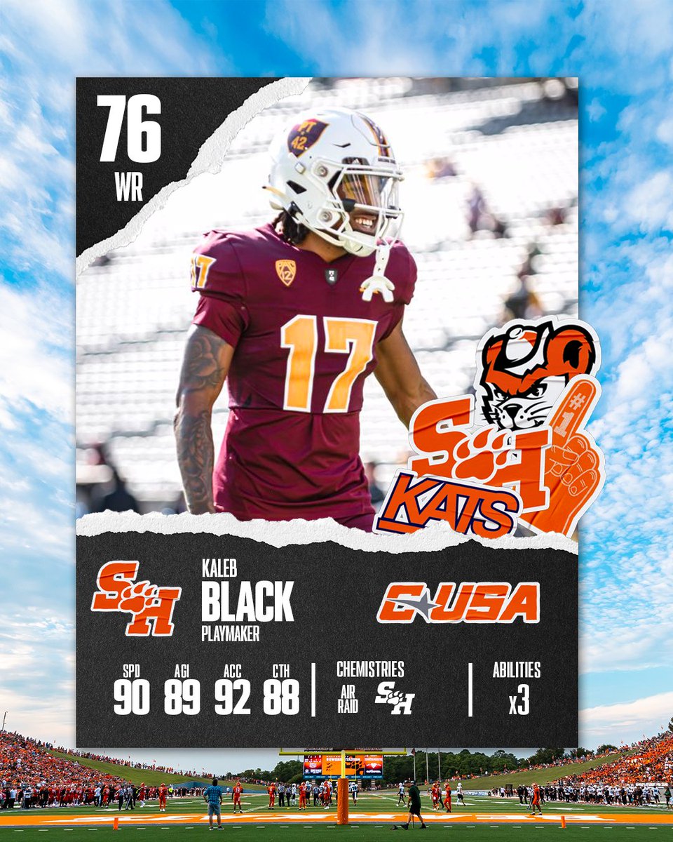BearkatsFB's tweet photo. EA College Football just dropped the ratings, and these Bearkats are shining bright! 💪🐾 #EatEmUpKats #EASportsCollegeFootball #Top10Bearkats https://t.co/dJzLzcZQun